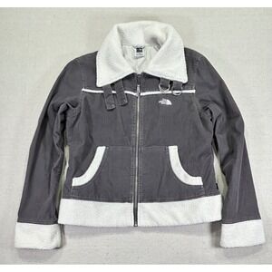 The North Face Gray and White Bomber Jacket